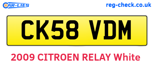 CK58VDM are the vehicle registration plates.