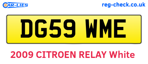 DG59WME are the vehicle registration plates.