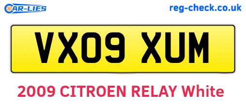 VX09XUM are the vehicle registration plates.