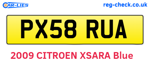 PX58RUA are the vehicle registration plates.