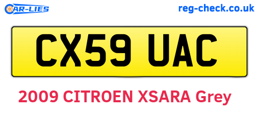 CX59UAC are the vehicle registration plates.
