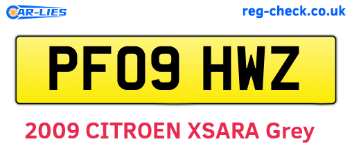 PF09HWZ are the vehicle registration plates.