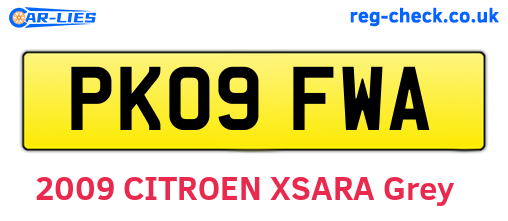 PK09FWA are the vehicle registration plates.