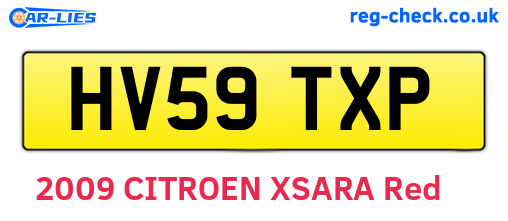 HV59TXP are the vehicle registration plates.