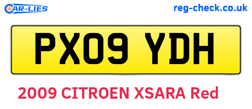 PX09YDH are the vehicle registration plates.