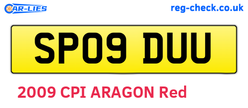 SP09DUU are the vehicle registration plates.