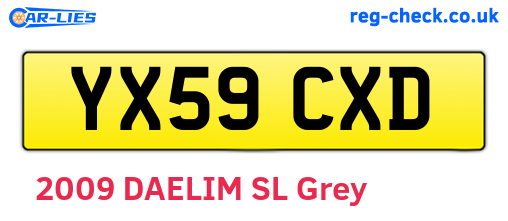 YX59CXD are the vehicle registration plates.