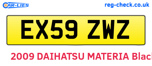 EX59ZWZ are the vehicle registration plates.