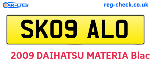 SK09ALO are the vehicle registration plates.