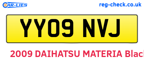 YY09NVJ are the vehicle registration plates.