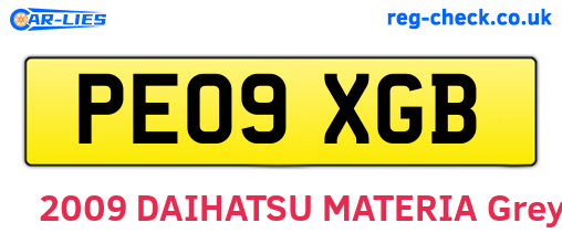 PE09XGB are the vehicle registration plates.