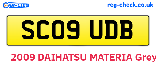 SC09UDB are the vehicle registration plates.