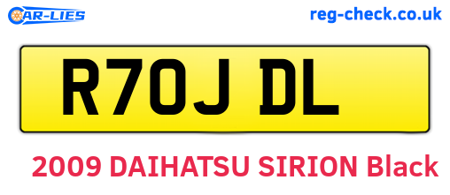 R70JDL are the vehicle registration plates.
