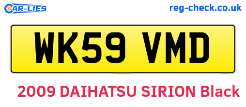 WK59VMD are the vehicle registration plates.