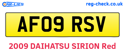 AF09RSV are the vehicle registration plates.