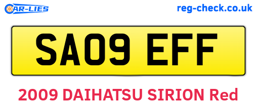 SA09EFF are the vehicle registration plates.