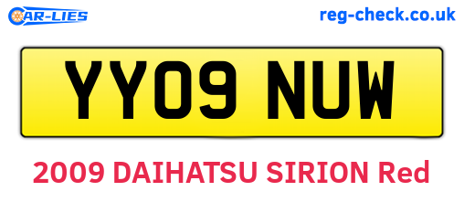 YY09NUW are the vehicle registration plates.