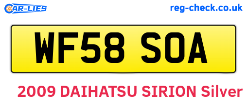 WF58SOA are the vehicle registration plates.