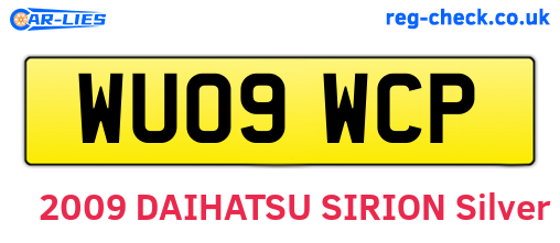 WU09WCP are the vehicle registration plates.