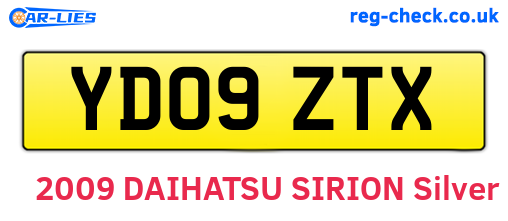 YD09ZTX are the vehicle registration plates.