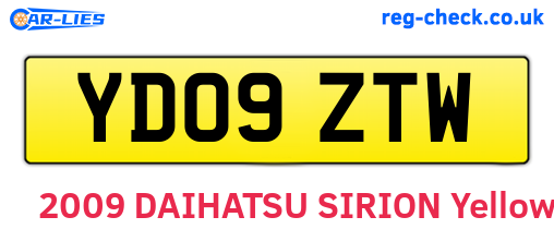 YD09ZTW are the vehicle registration plates.