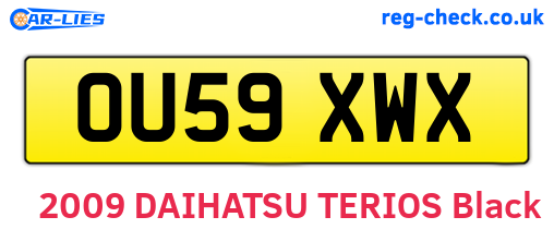 OU59XWX are the vehicle registration plates.