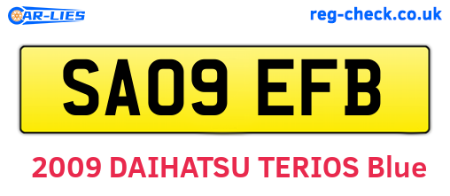 SA09EFB are the vehicle registration plates.