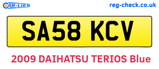 SA58KCV are the vehicle registration plates.