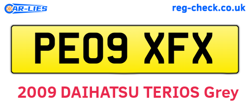 PE09XFX are the vehicle registration plates.