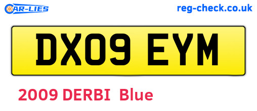 DX09EYM are the vehicle registration plates.