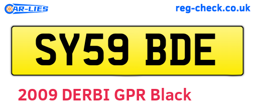SY59BDE are the vehicle registration plates.