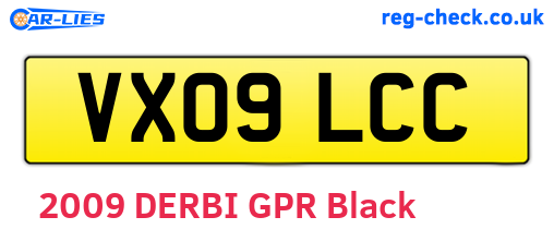 VX09LCC are the vehicle registration plates.