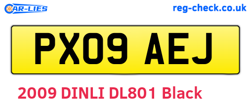 PX09AEJ are the vehicle registration plates.