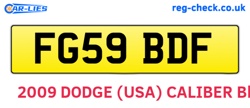 FG59BDF are the vehicle registration plates.