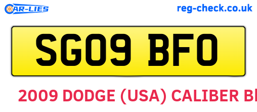 SG09BFO are the vehicle registration plates.