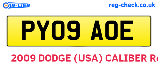 PY09AOE are the vehicle registration plates.