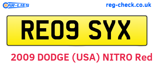 RE09SYX are the vehicle registration plates.