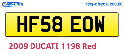 HF58EOW are the vehicle registration plates.