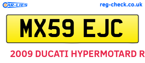 MX59EJC are the vehicle registration plates.
