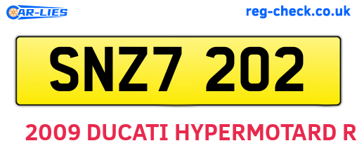 SNZ7202 are the vehicle registration plates.