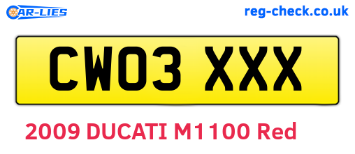 CW03XXX are the vehicle registration plates.