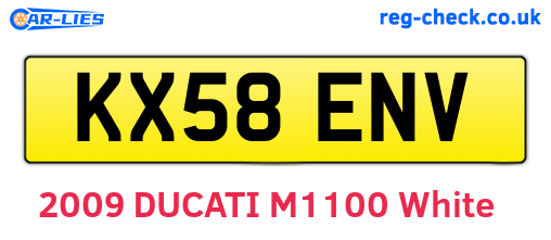 KX58ENV are the vehicle registration plates.