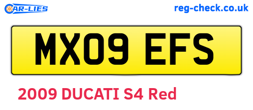 MX09EFS are the vehicle registration plates.