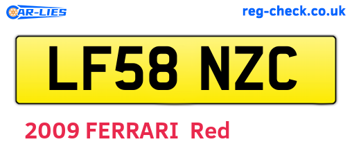 LF58NZC are the vehicle registration plates.