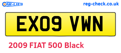 EX09VWN are the vehicle registration plates.