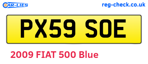 PX59SOE are the vehicle registration plates.