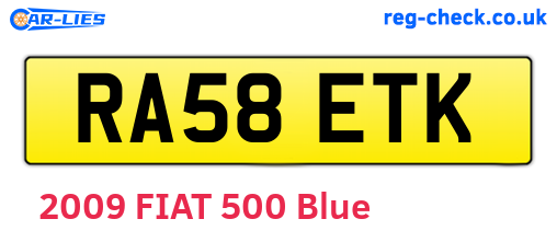 RA58ETK are the vehicle registration plates.