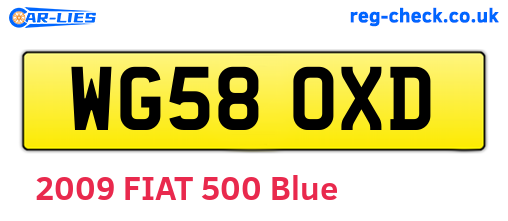 WG58OXD are the vehicle registration plates.