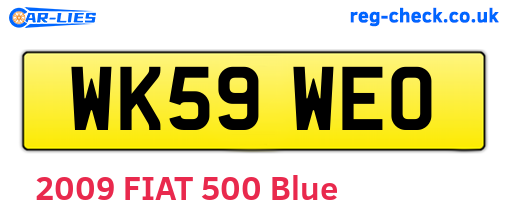 WK59WEO are the vehicle registration plates.