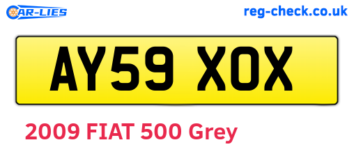 AY59XOX are the vehicle registration plates.